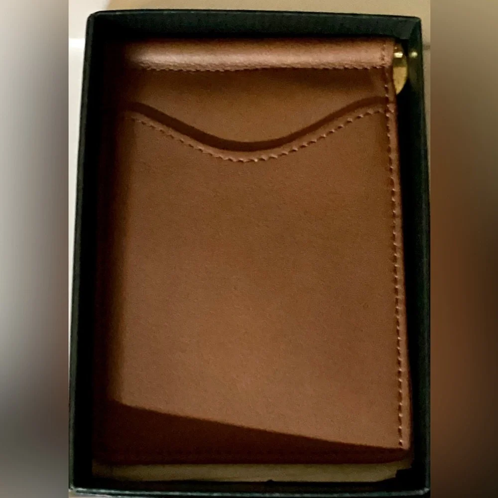 MEN'S GENUINE LEATHER SPRING NIB MONEY CLIP Front Pocket Wallets